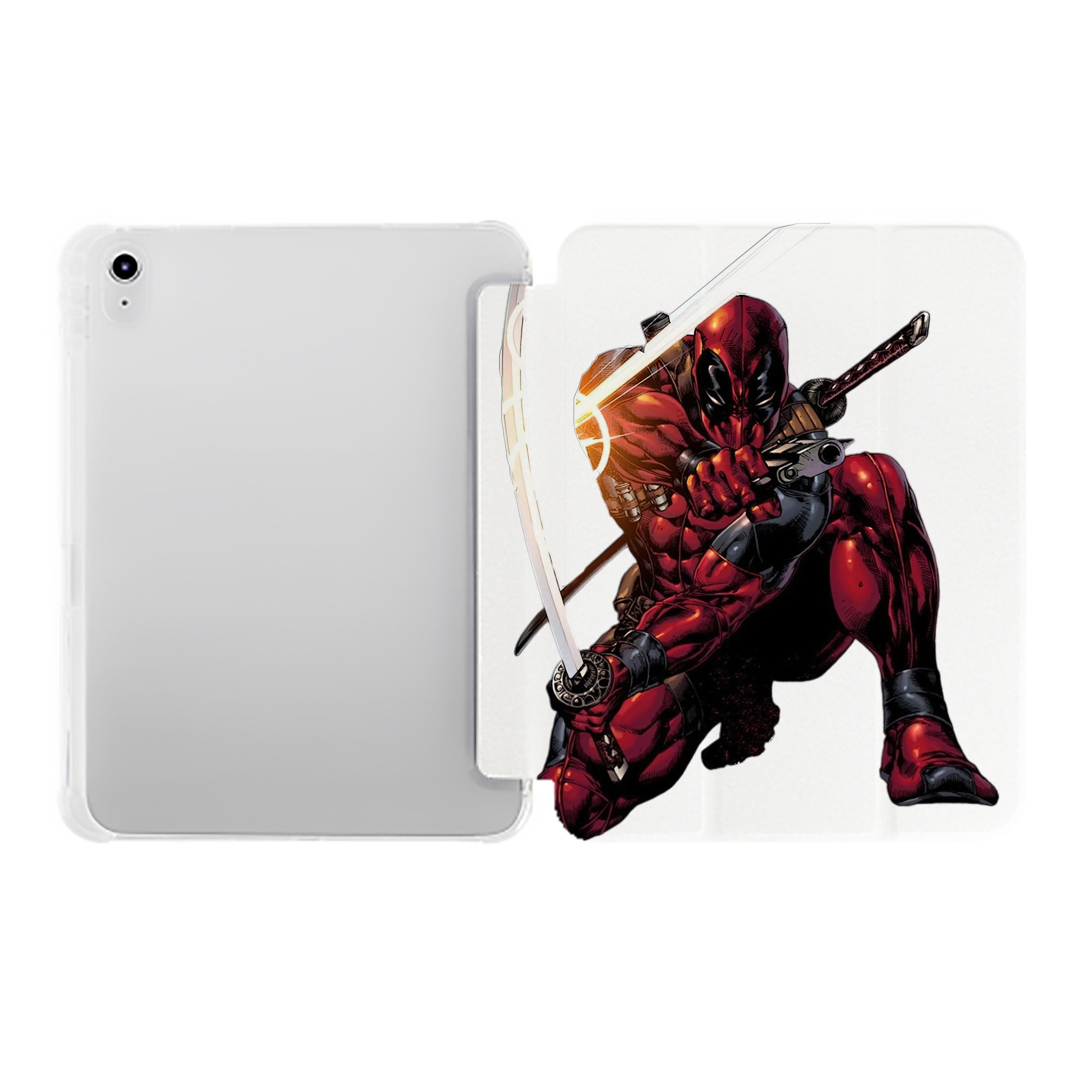 （画像用） Deadpool デッドプール IPad ケース ペン収納付き 三つ折りスタンド PUレザー×シリコン 対応機種9.5/10.5/10.9インチ